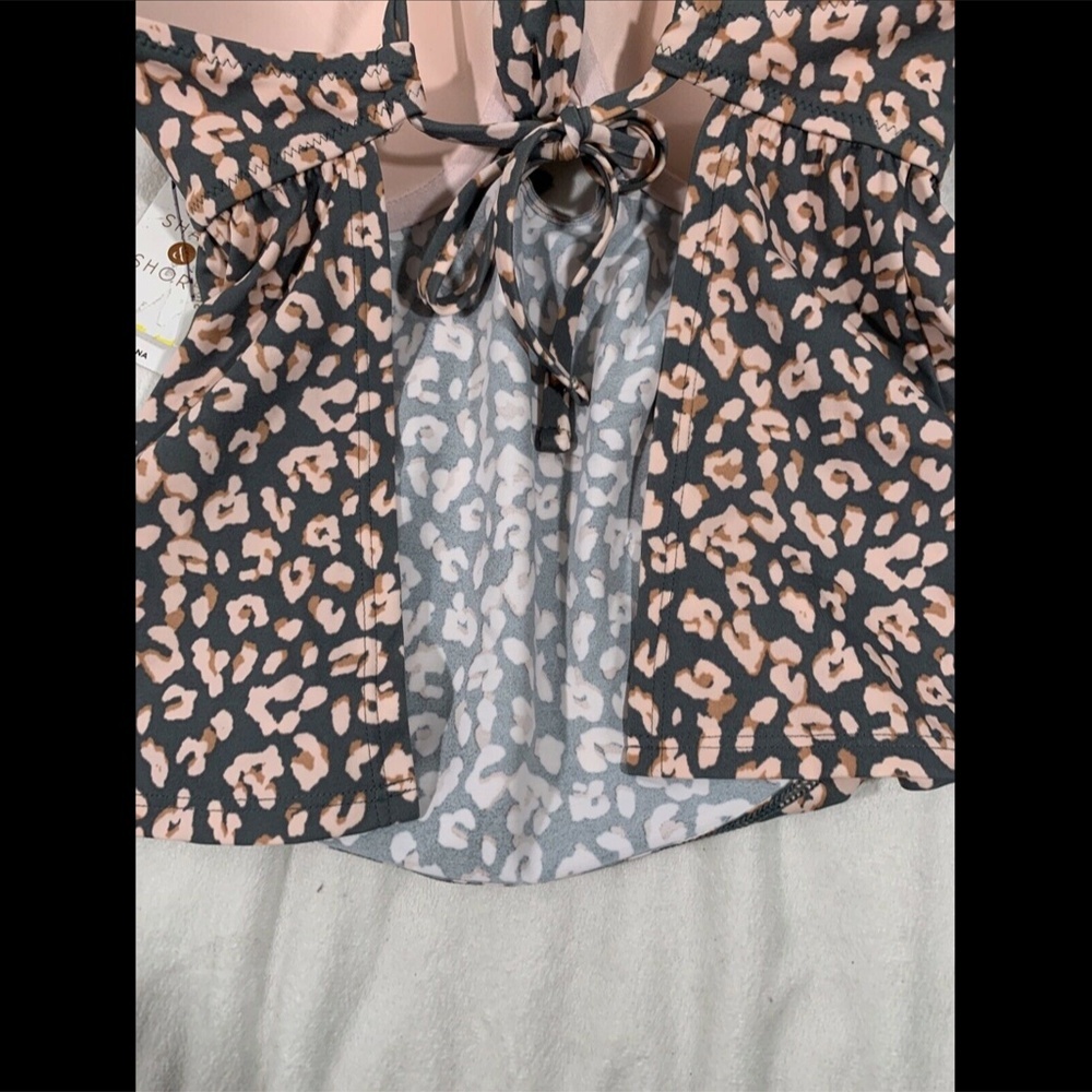NWT $40 Shade & Shore Cabana‎ Light Lift Tie Front Tankini Top [SZ 32D ] - Picture 11 of 13